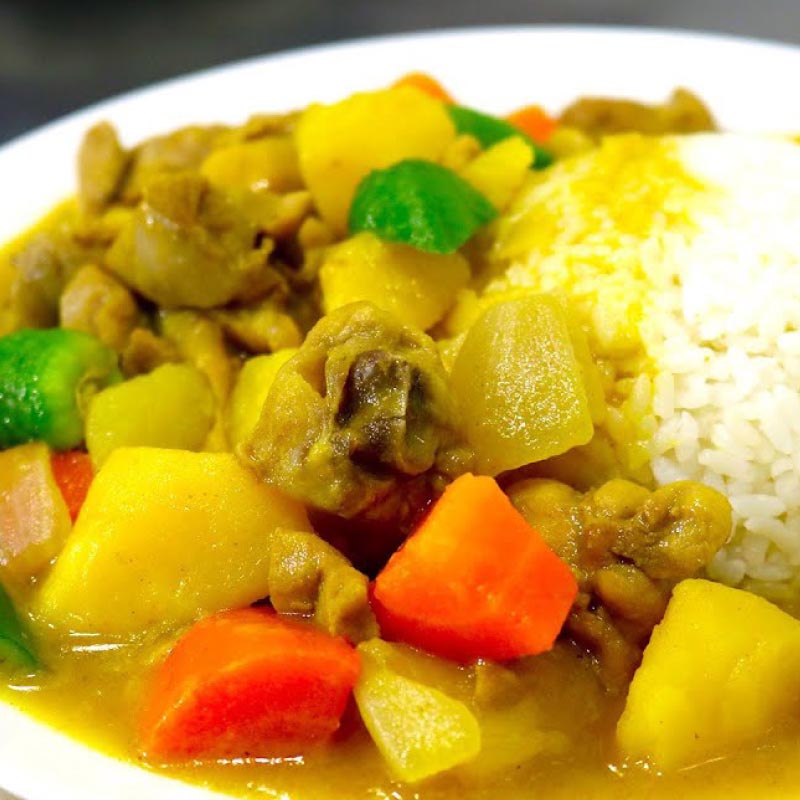 S2 MENU.Poulet au curry avec riz nature